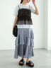 アシンメトリーティアードロングスカート(グレー/ブラウン/ネイビー)|Te chichi(テチチ)通販
