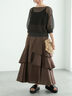 アシンメトリーティアードロングスカート(グレー/ブラウン/ネイビー)|Te chichi(テチチ)通販