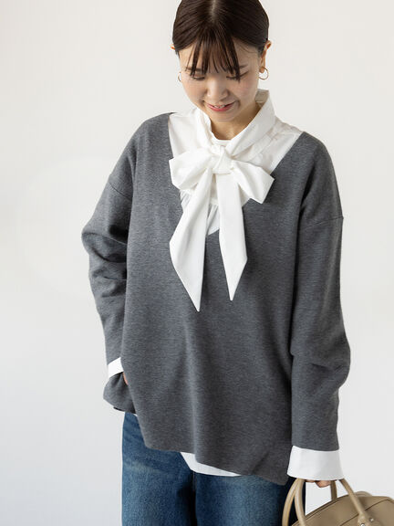 深Vネックプルオーバー(グレー/ベージュ/ネイビー)|Lugnoncure(ルノンキュール)通販