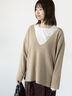 深Vネックプルオーバー(グレー/ベージュ/ネイビー)|Lugnoncure(ルノンキュール)通販