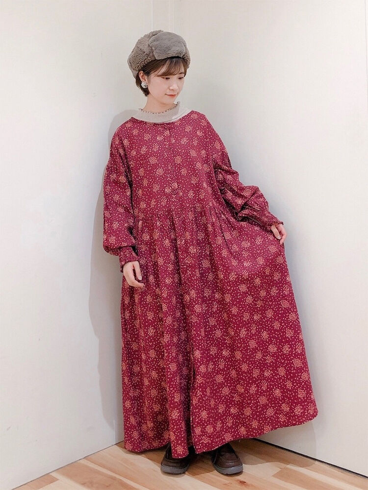 綿麻起毛キンモクセイプリントワンピース ワンピース Samansa Mos2 サマンサ モスモス のアウトレット Outlet 公式通販