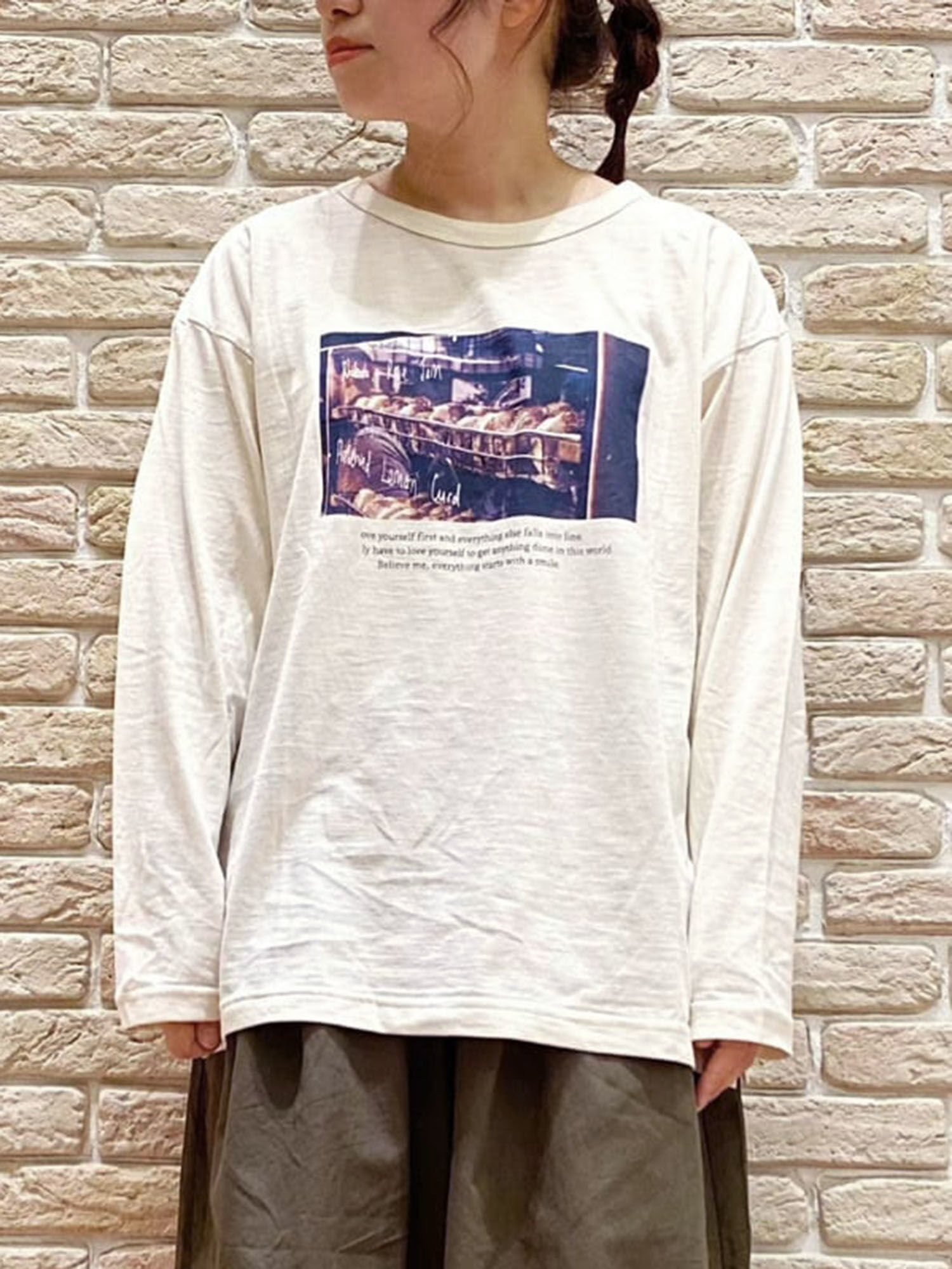 転写プリント長袖Tシャツ（トップス/Tシャツ）【セール】｜Samansa