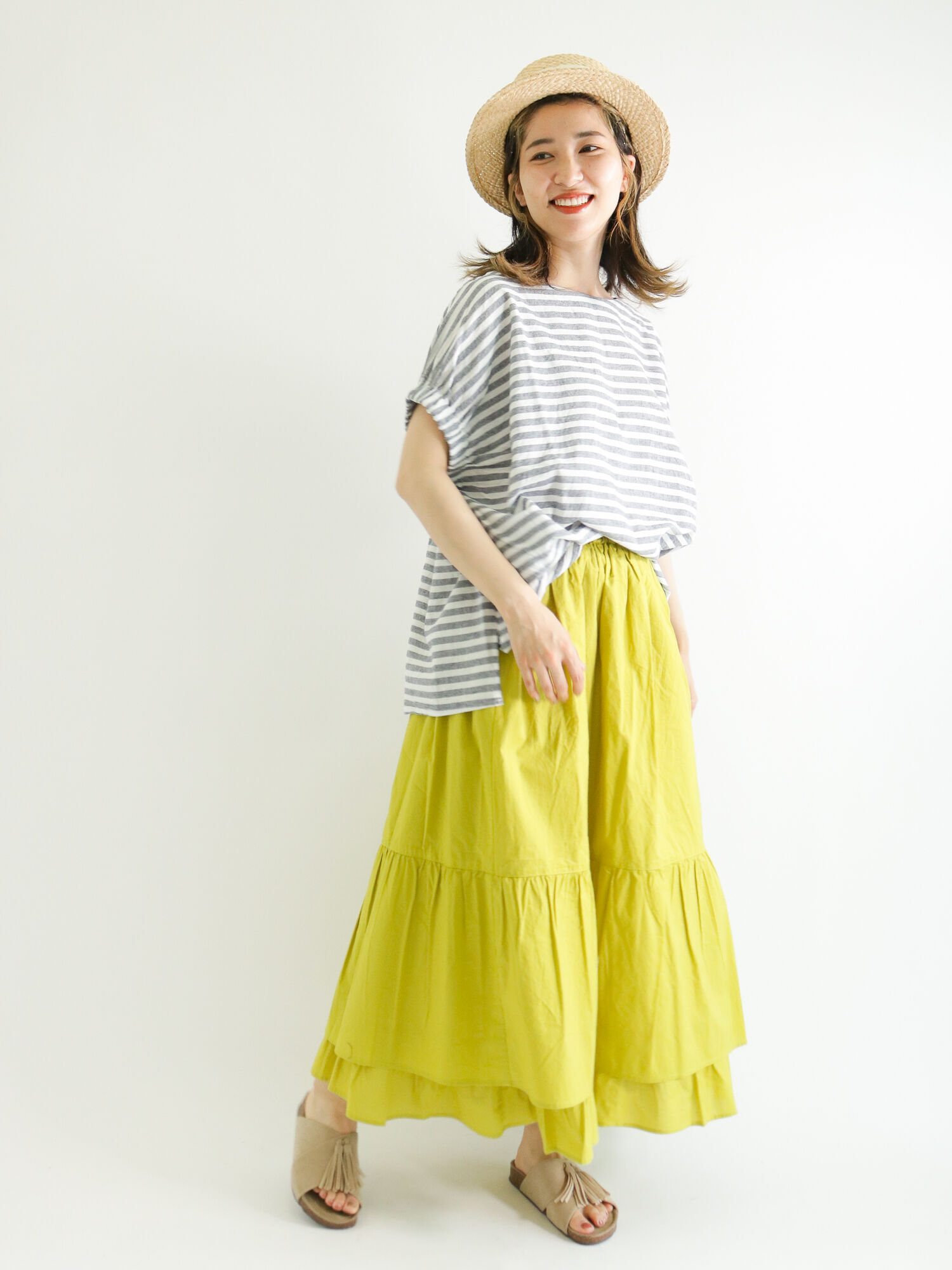 【ネイビー】裾ティアードスカート