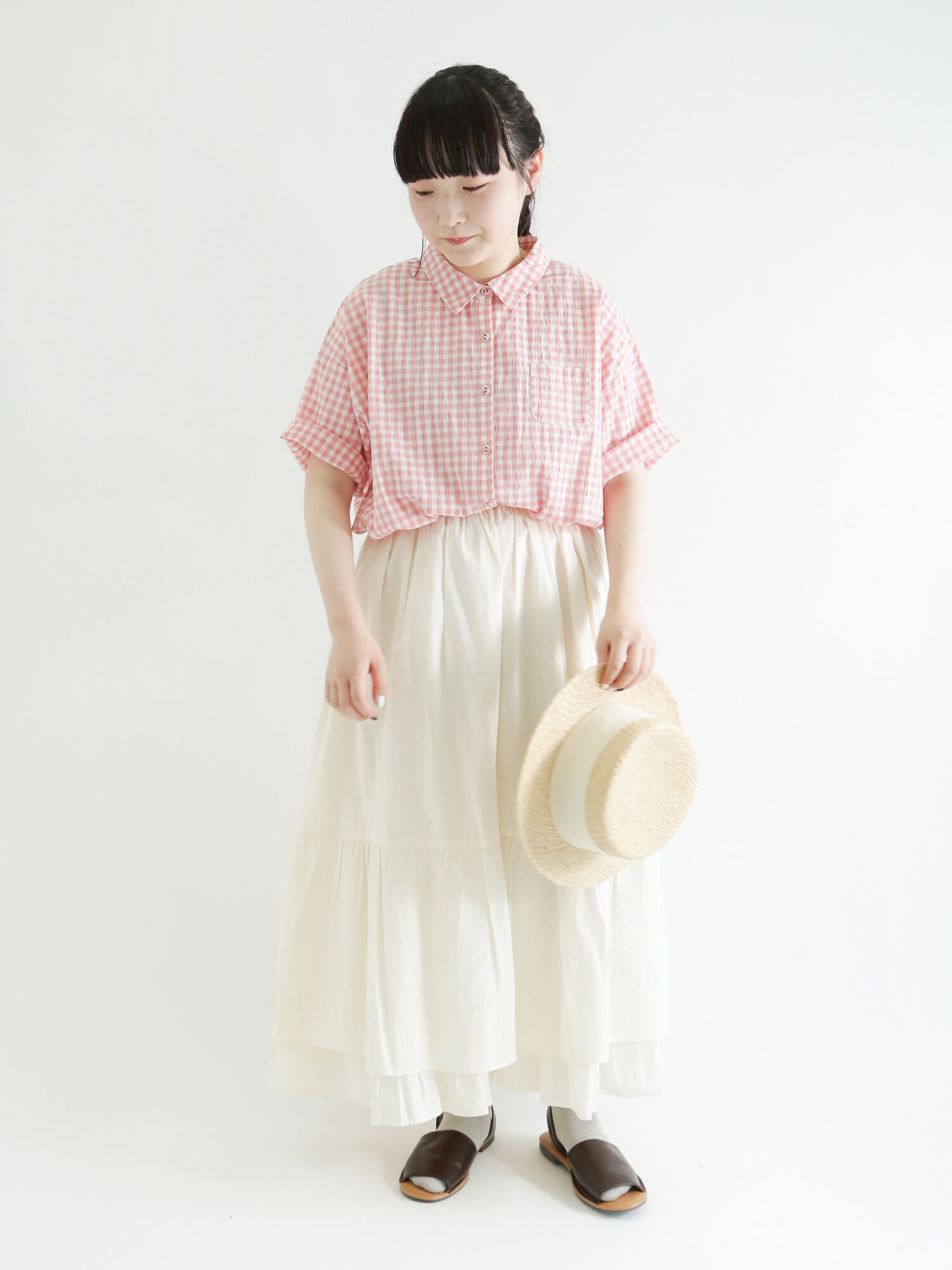 【ネイビー】裾ティアードスカート