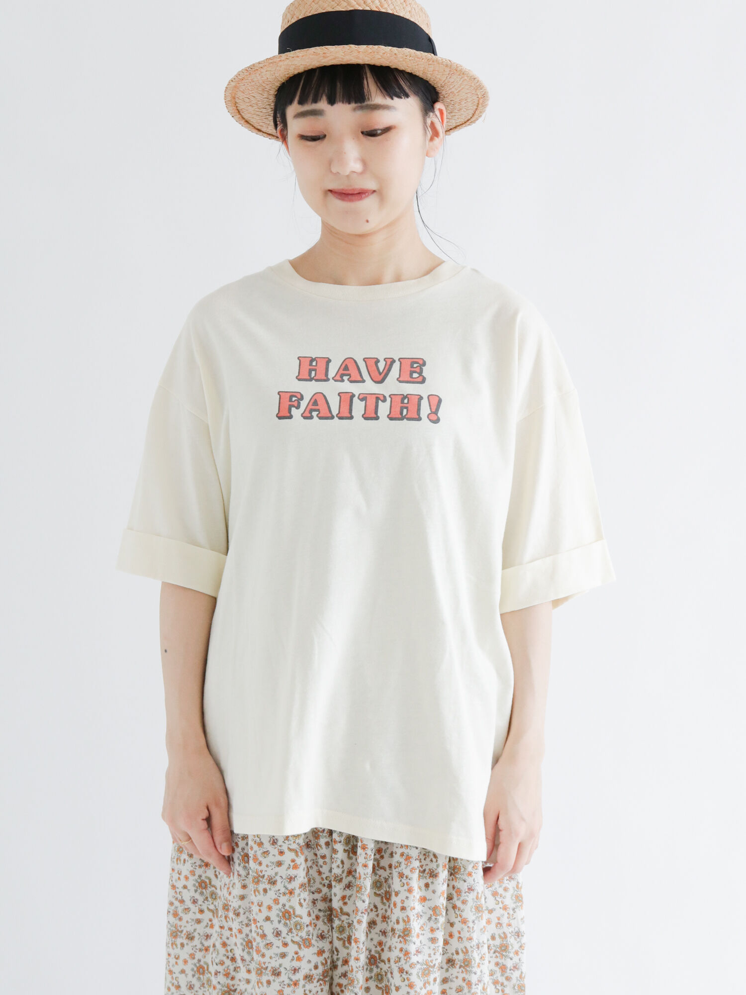 ロゴアソートプリントチュニックTシャツ（トップス/Tシャツ）【セール