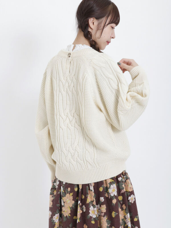 パフ袖ウール混ケーブルニット（トップス/ニット・セーター）【期間  