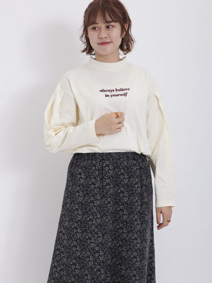 【保湿】しっとり袖山タックハイネックTシャツ（オフホワイト/チャコールグレー/モカ）｜Samansa Mos2（サマンサ モスモス）通販
