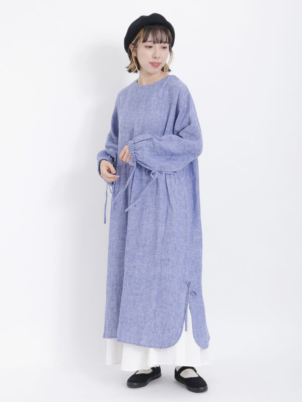 WaterlessLinen】前後着スリーブリボンワンピ（ワンピース