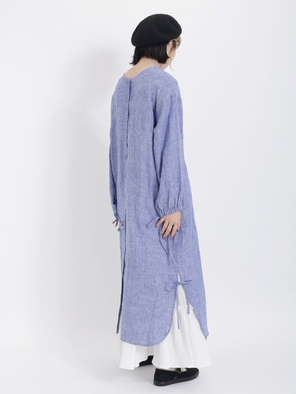 WaterlessLinen】前後着スリーブリボンワンピ(ワンピース WaterlessLinen】前後着スリーブリボンワンピ(ワンピース