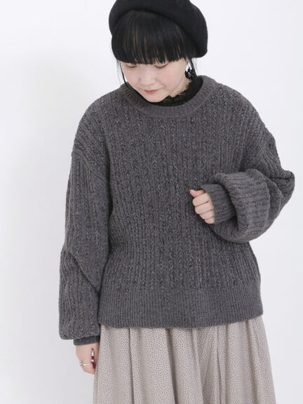 モールフェザーケーブルニット（チャコールグレー/イエロー/グリーン/キナリ）｜Samansa Mos2（サマンサ モスモス）通販