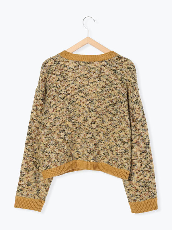 ◎MIXブークレーVネックショートカーディガン（トップス