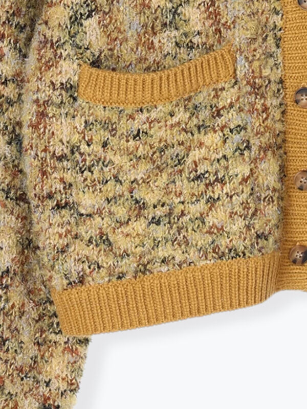 ◎MIXブークレーVネックショートカーディガン（トップス