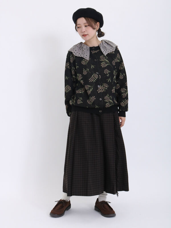 帯電防止】フリンジプリーツスカート（ボトムス/スカート