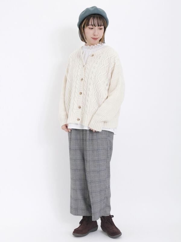 マシンウォッシャブル】ケーブル編み前後2WAYニット（トップス