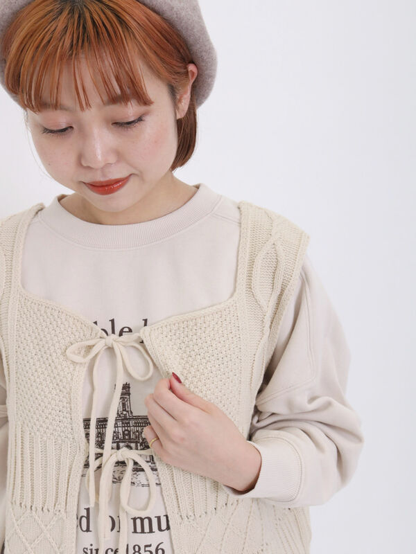 柄編み2WAYニットビスチェ（アウター/ベスト）【セール】｜Samansa