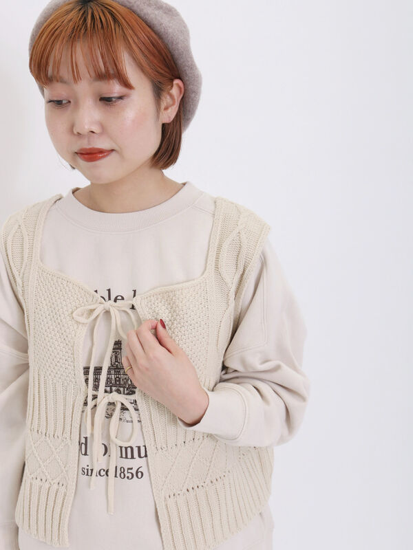 柄編み2WAYニットビスチェ（アウター/ベスト）【セール】｜Samansa