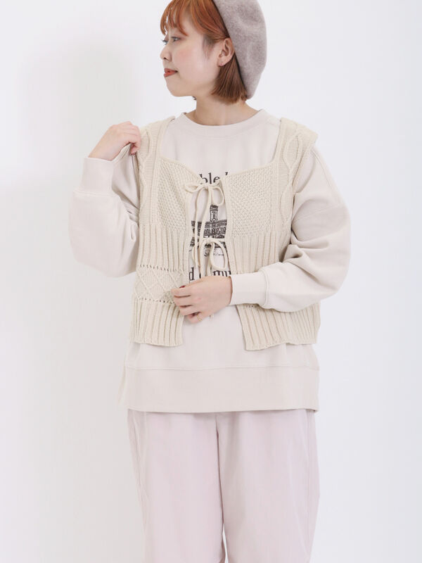 柄編み2WAYニットビスチェ（アウター/ベスト）【セール】｜Samansa