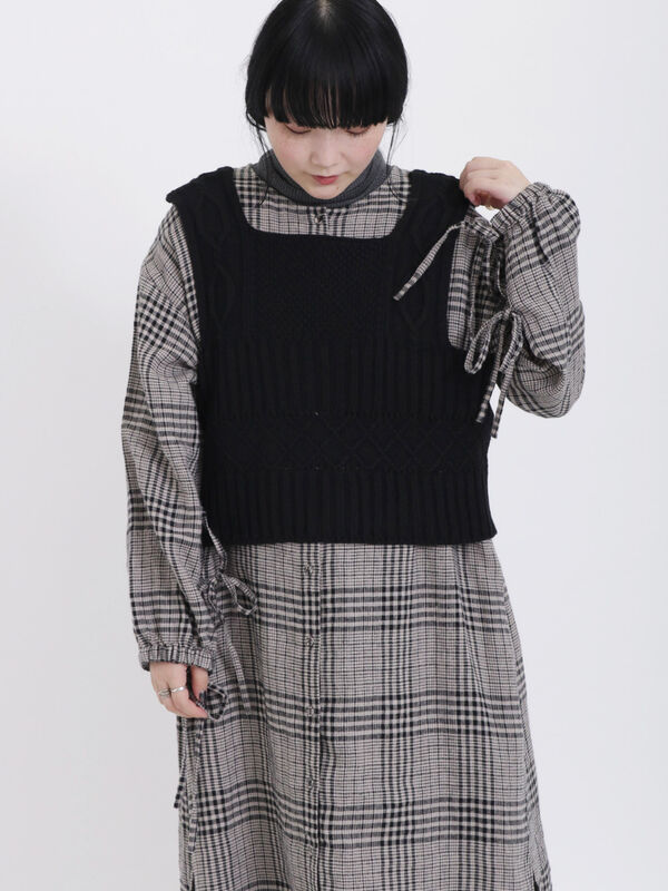 柄編み2WAYニットビスチェ（アウター/ベスト）【セール】｜Samansa