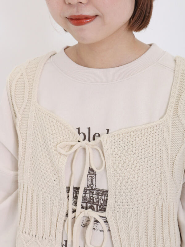 柄編み2WAYニットビスチェ（アウター/ベスト）【セール】｜Samansa