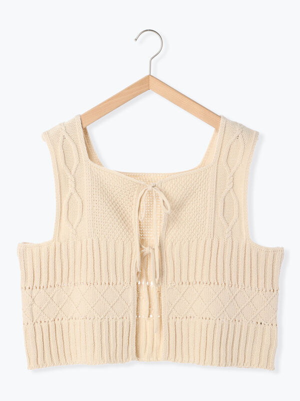柄編み2WAYニットビスチェ（アウター/ベスト）【セール】｜Samansa