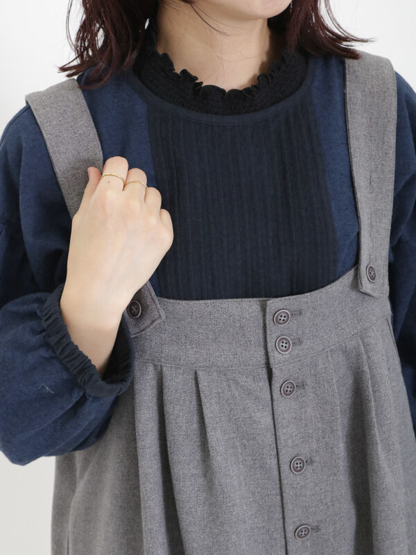 配色ピンタッククルーネックブラウス（トップス/シャツ
