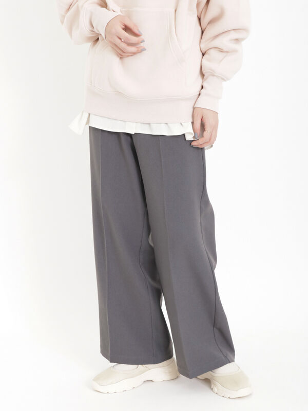 サマンサモスモス今期立川限定パンツ新品 立川限定】リネン裾フリルコクーンパンツ（オフホワイト/グレー