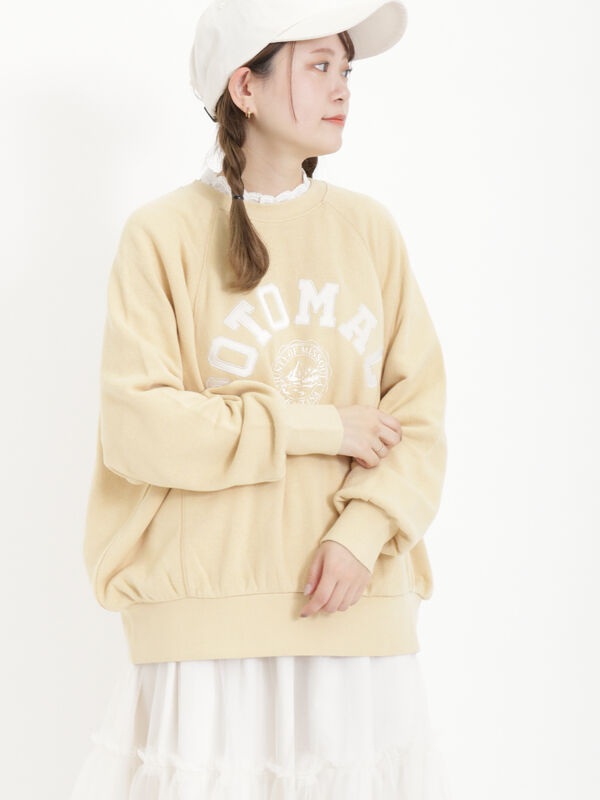 &MOSS ホワイト スウェットシャツ　サイズ2 飛び裏毛アップリケロゴスウェット（トップス/ニット・セーター