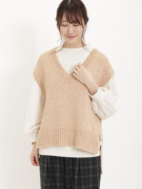 テープヤーンミックスベスト（アウター/ベスト）【セール】｜Samansa