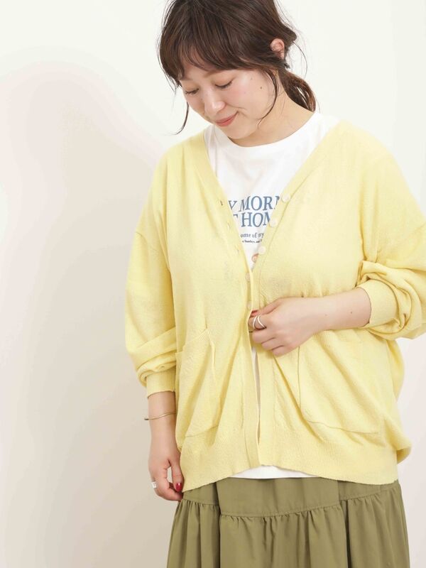 マシンウォッシャブル】Vネックニットカーディガン（トップス