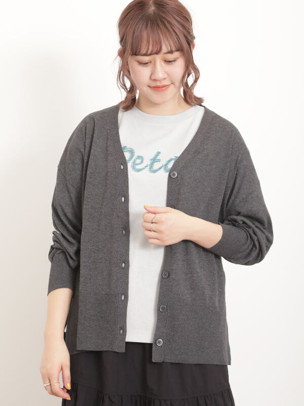 UV・マシンウォッシャブル】ゆるVネックカーディガン（トップス