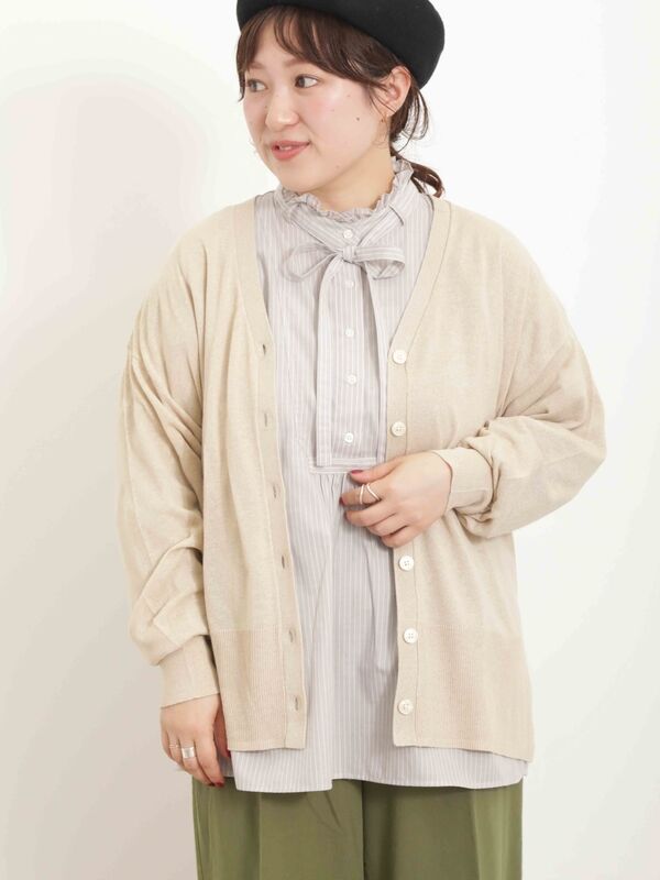 UV・マシンウォッシャブル】ゆるVネックカーディガン（トップス