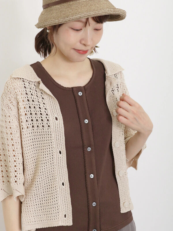 テレコ前あきノースリーブ（トップス/カットソー）【セール】｜Samansa