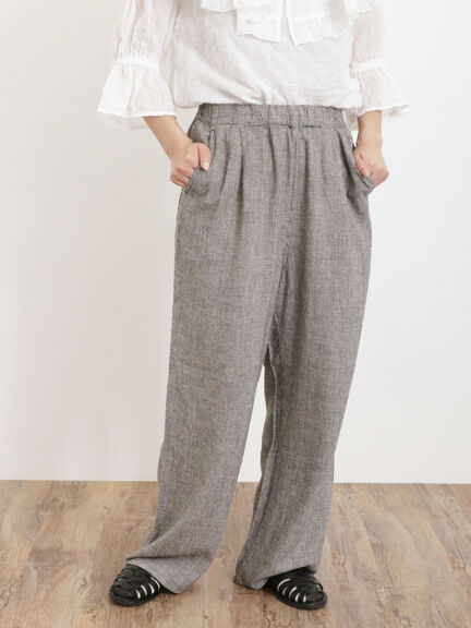 【Lサイズ WEB限定】【接触冷感・UVカット】レーヨン麻ストレートパンツ（チャコールグレー/ベージュ/モカ/ブルー）｜Samansa Mos2（サマンサ モスモス）通販