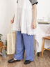 【Lサイズ WEB限定】【接触冷感・UVカット】レーヨン麻ストレートパンツ（ブルー）｜Samansa Mos2（サマンサ モスモス）通販