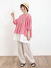 【Lサイズ WEB限定】【接触冷感・UVカット】レーヨン麻ストレートパンツ（チャコールグレー/ベージュ/モカ/ブルー）｜Samansa Mos2（サマンサ モスモス）通販