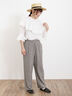 【Lサイズ WEB限定】【接触冷感・UVカット】レーヨン麻ストレートパンツ（チャコールグレー/ベージュ/モカ/ブルー）｜Samansa Mos2（サマンサ モスモス）通販