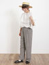 【Lサイズ WEB限定】【接触冷感・UVカット】レーヨン麻ストレートパンツ（チャコールグレー/ベージュ/モカ/ブルー）｜Samansa Mos2（サマンサ モスモス）通販