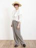 【Lサイズ WEB限定】【接触冷感・UVカット】レーヨン麻ストレートパンツ（チャコールグレー/ベージュ/モカ/ブルー）｜Samansa Mos2（サマンサ モスモス）通販
