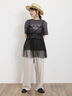 【Lサイズ WEB限定】【接触冷感・UVカット】レーヨン麻ストレートパンツ（チャコールグレー/ベージュ/モカ/ブルー）｜Samansa Mos2（サマンサ モスモス）通販