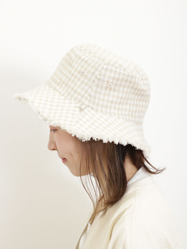 フリンジ付きベージュバケットハット F チャンピオン フリンジ