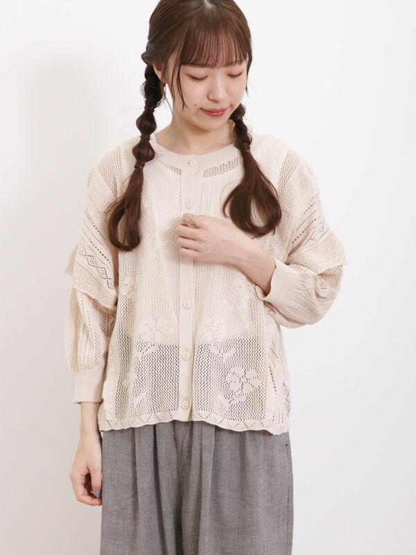 黒猫★新品★ｓｍ２★前後着カーディガン⋆レース取り外し可能⋆２WAY Samansa Mos2（サマンサ モスモス）の「レース取り外し前後着