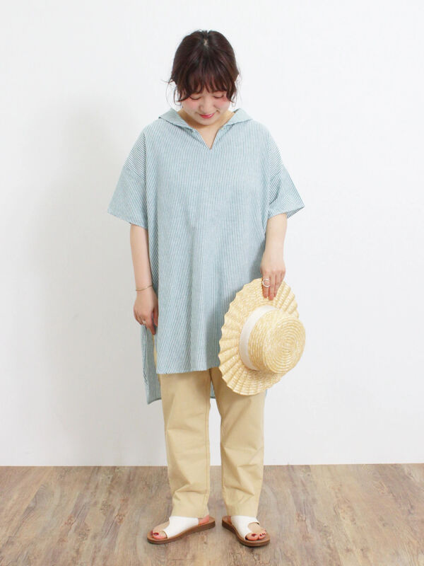 クールコットン】柄アソートスキッパーチュニック（トップス