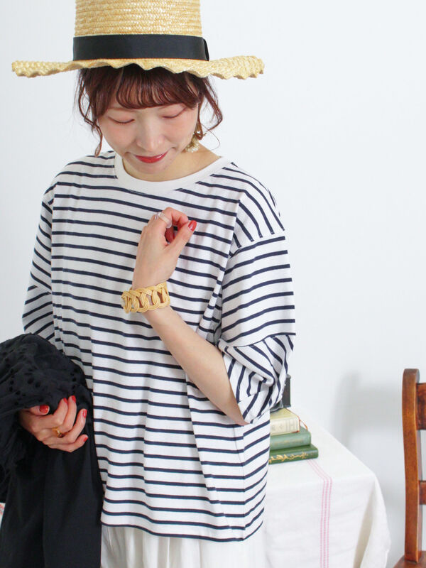 ボーダーコクーンスリーブTシャツ（トップス/ニット・セーター