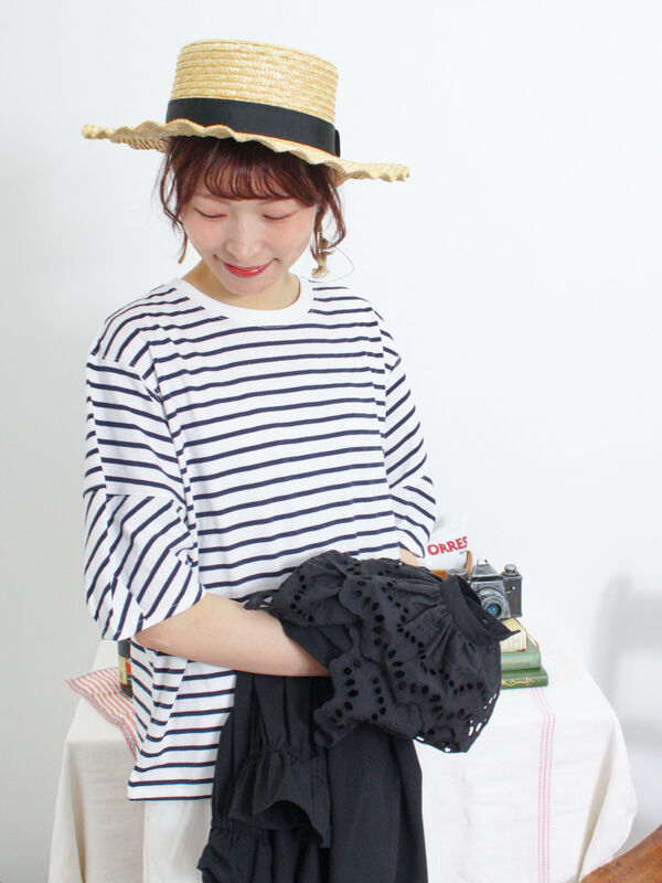 ボーダーコクーンスリーブTシャツ（トップス/ニット・セーター