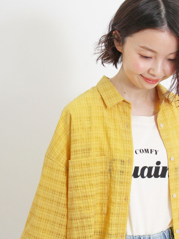 チカキサダ チェックブラウス 黄色 カールパークレーン KarLParkLane ギンガムチェックブラウス （黄色