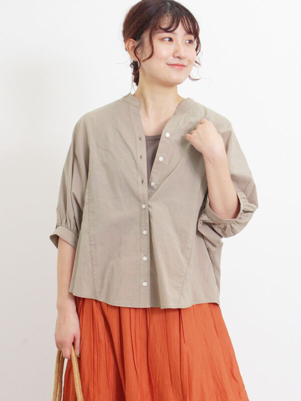 切替スキッパーシャツ（トップス/シャツ・ブラウス）【セール