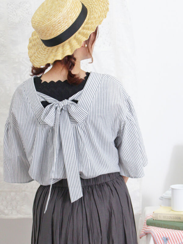 バックリボンフレアスリーブブラウス（トップス/シャツ・ブラウス