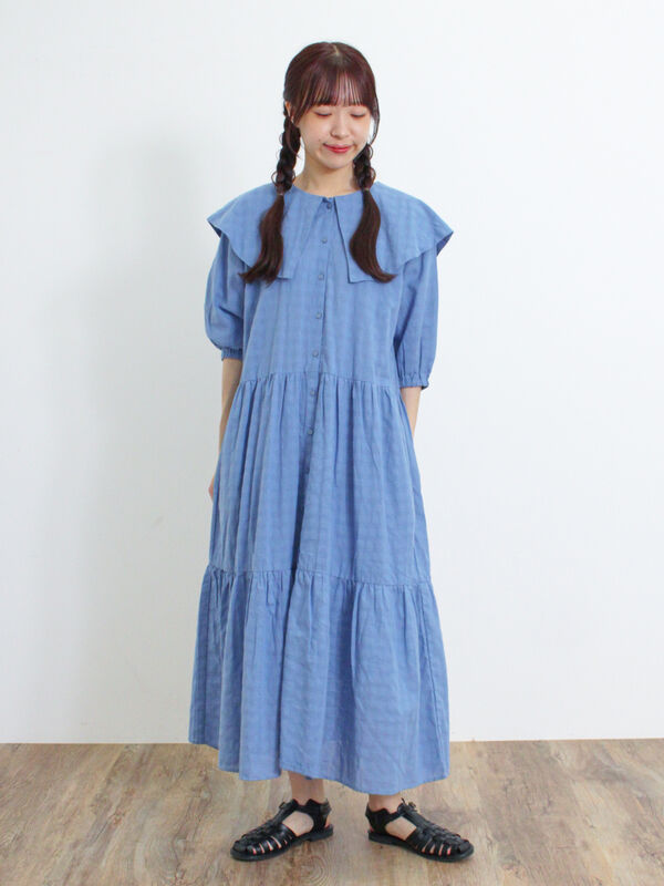 セーラー襟ティアードワンピース（ワンピース/ワンピース）【セール