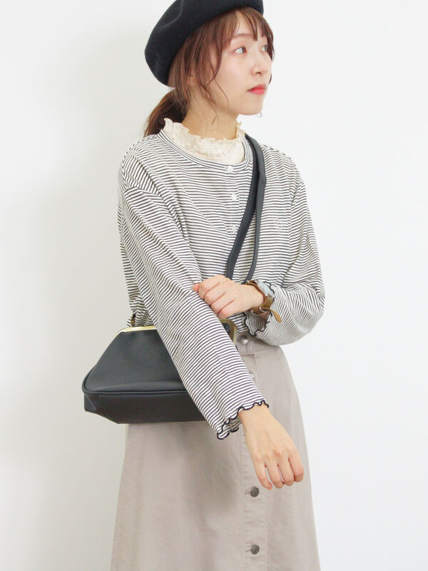 ワンポイント刺繍シアーボーダーカーディガン（トップス/カーディガン