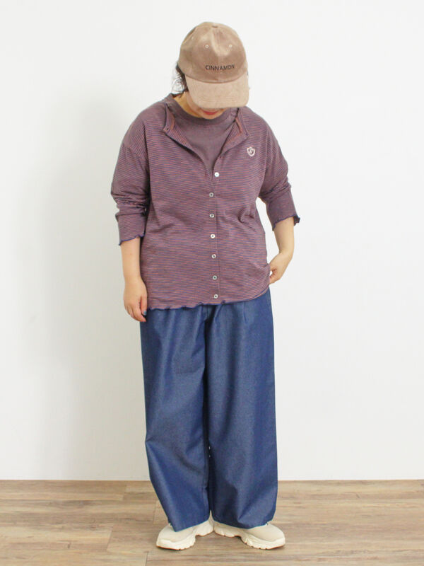 ワンポイント刺繍シアーボーダーカーディガン（トップス/カーディガン